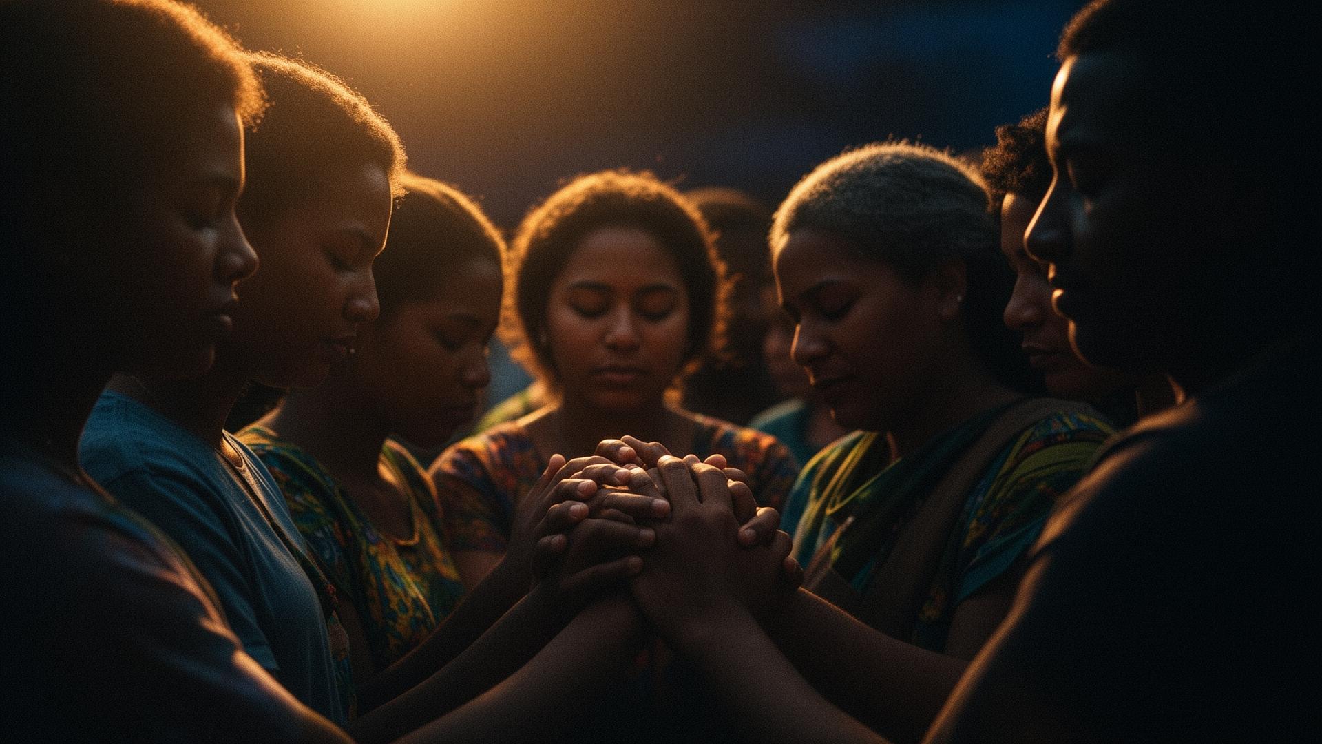 Pessoas unidas em oração e comunhão